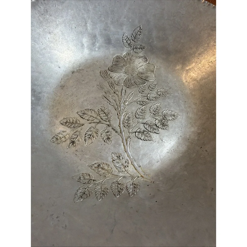 Trade Continental Mark Hand Wrought Aluminum Bowl 788 with Etched Flower 7